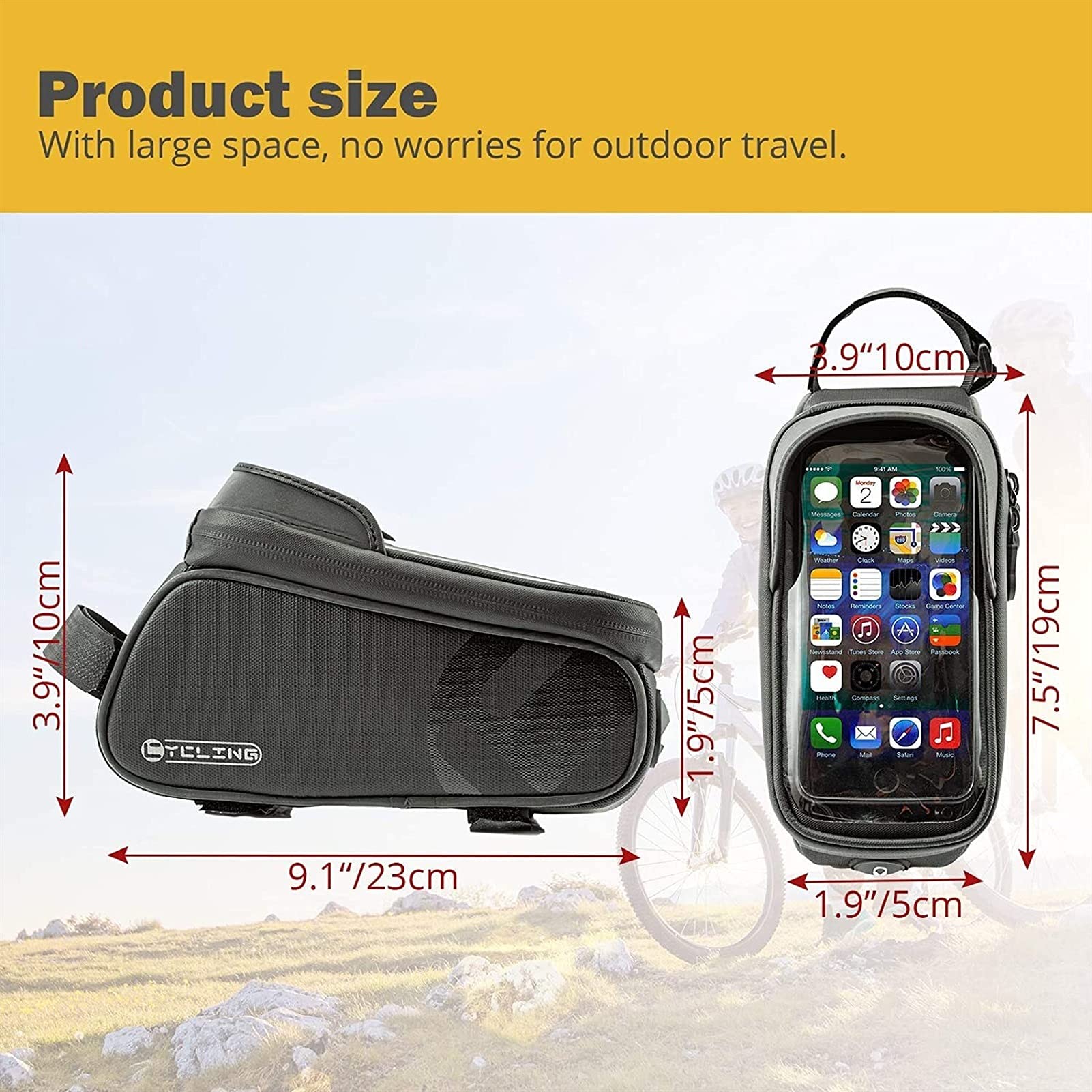 Amazon.co.jp: SSDD 自転車袋、自転車のトップチューブバッグ